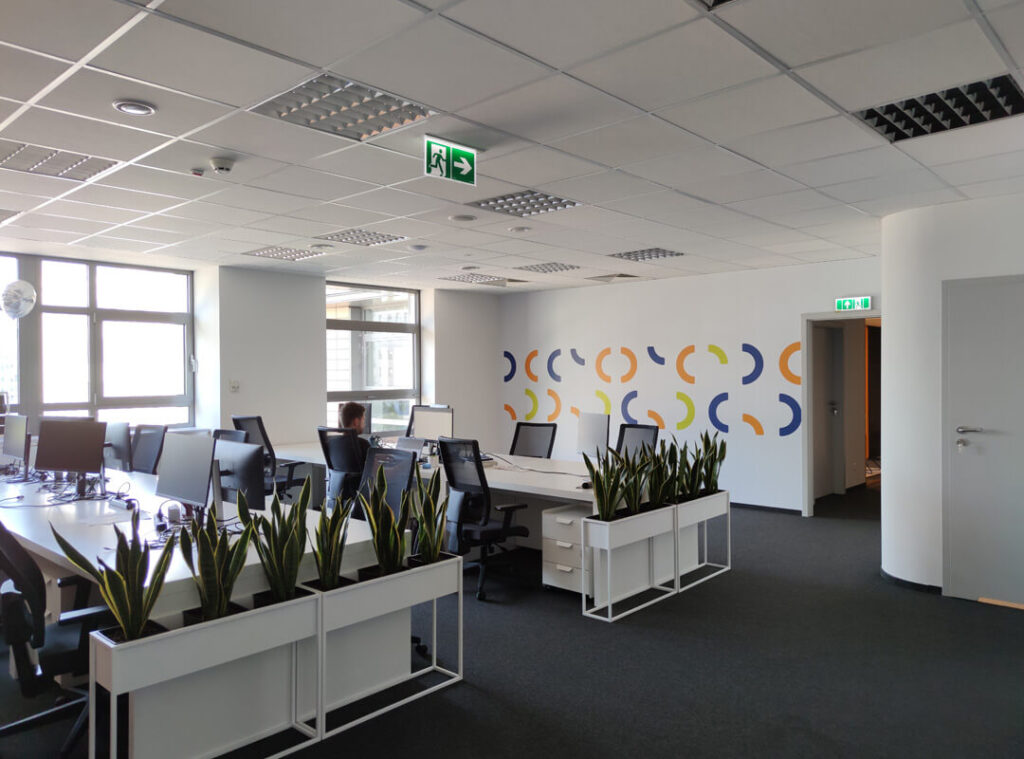 Aranżacja biura o powierzchni 463,00 m2 w budynku „myhive Mokotów One” w Warszawie.