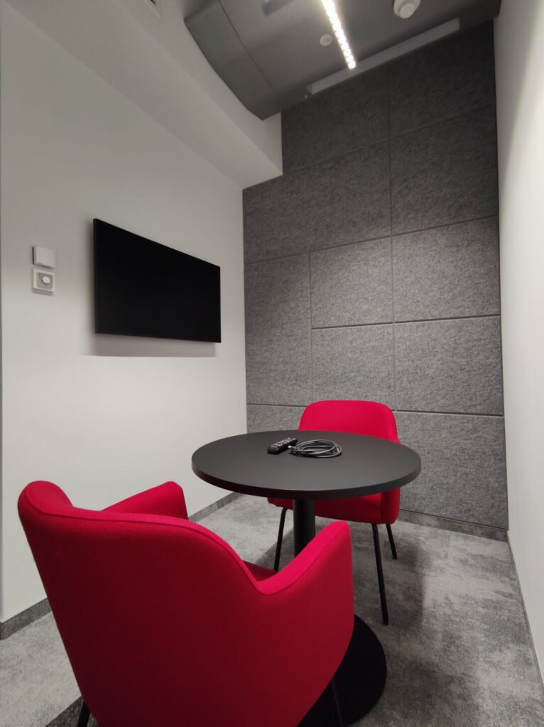 Aranżacja biura o powierzchni 611,00 m2 w budynku „myhive Nimbus” w Warszawie.