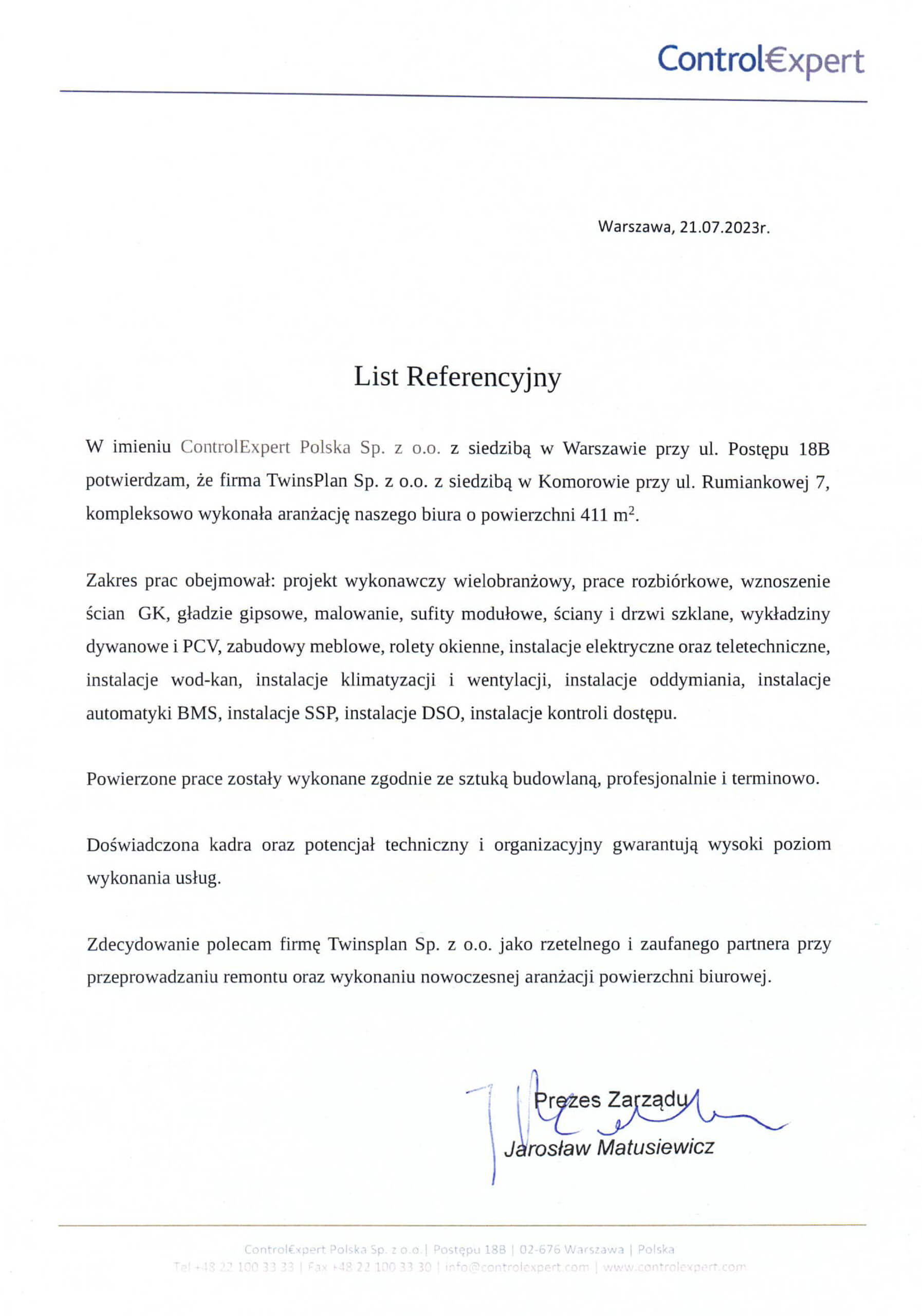 Referencje ControlExpert